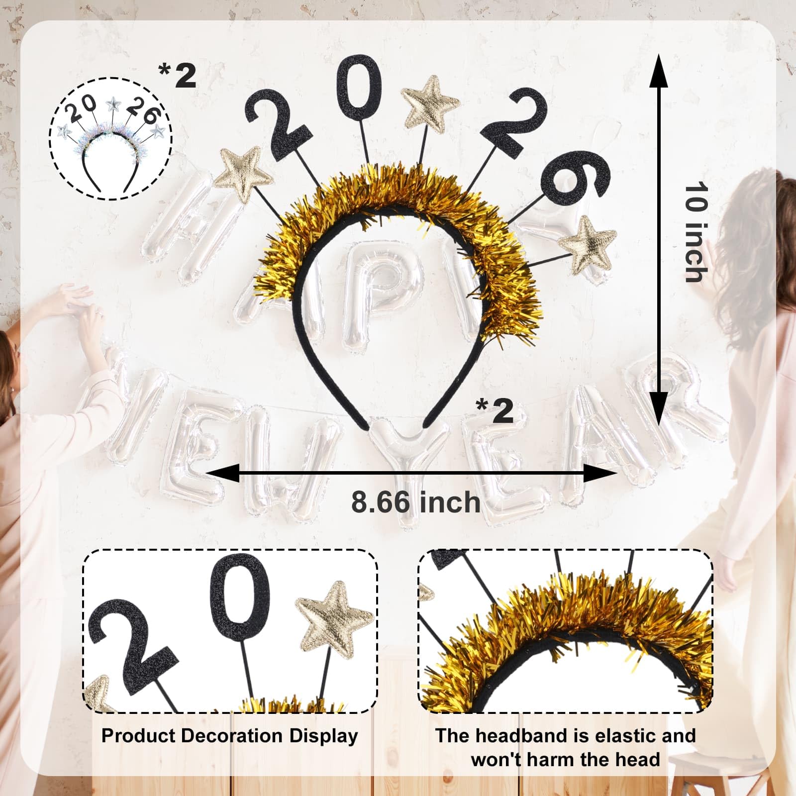 Diadema YKW con brillantes multicolor para fiestas