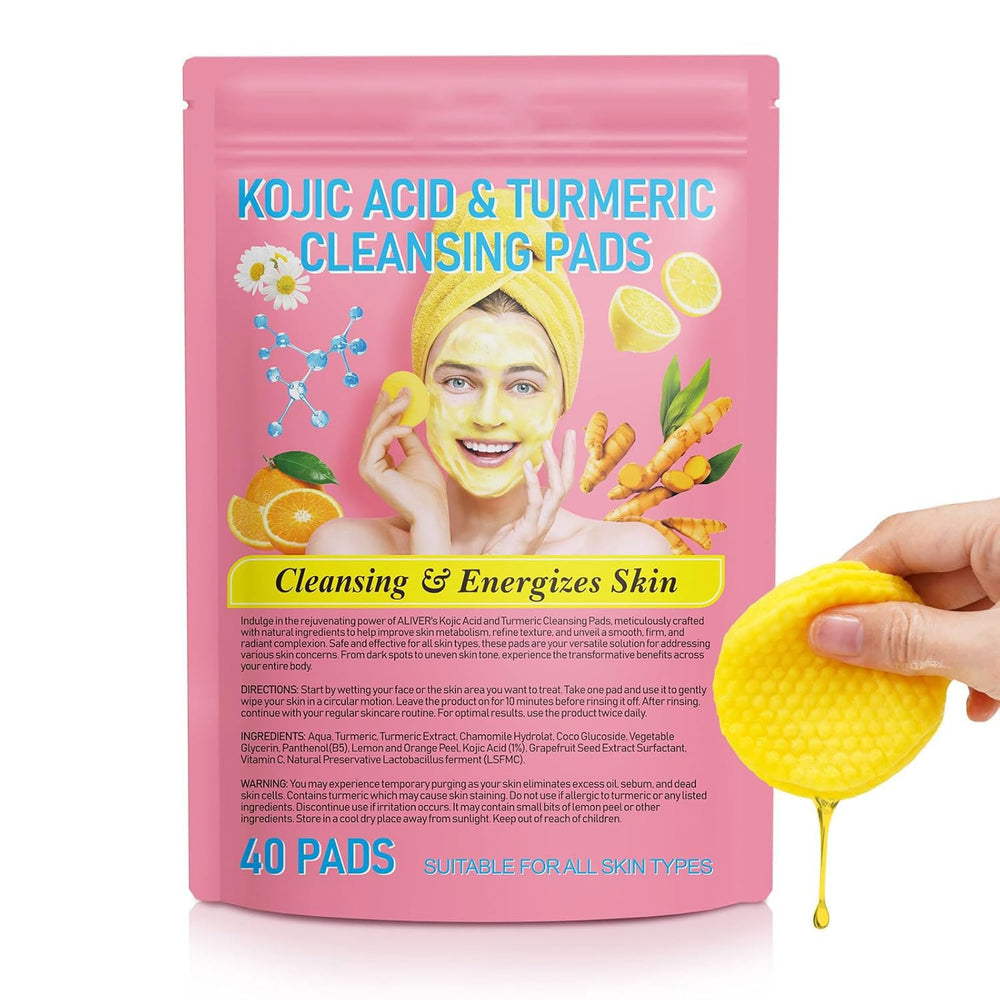 YLXYZUAD discos con cúrcuma y ácido kojico en estuche, limpieza suave diaria para la piel.