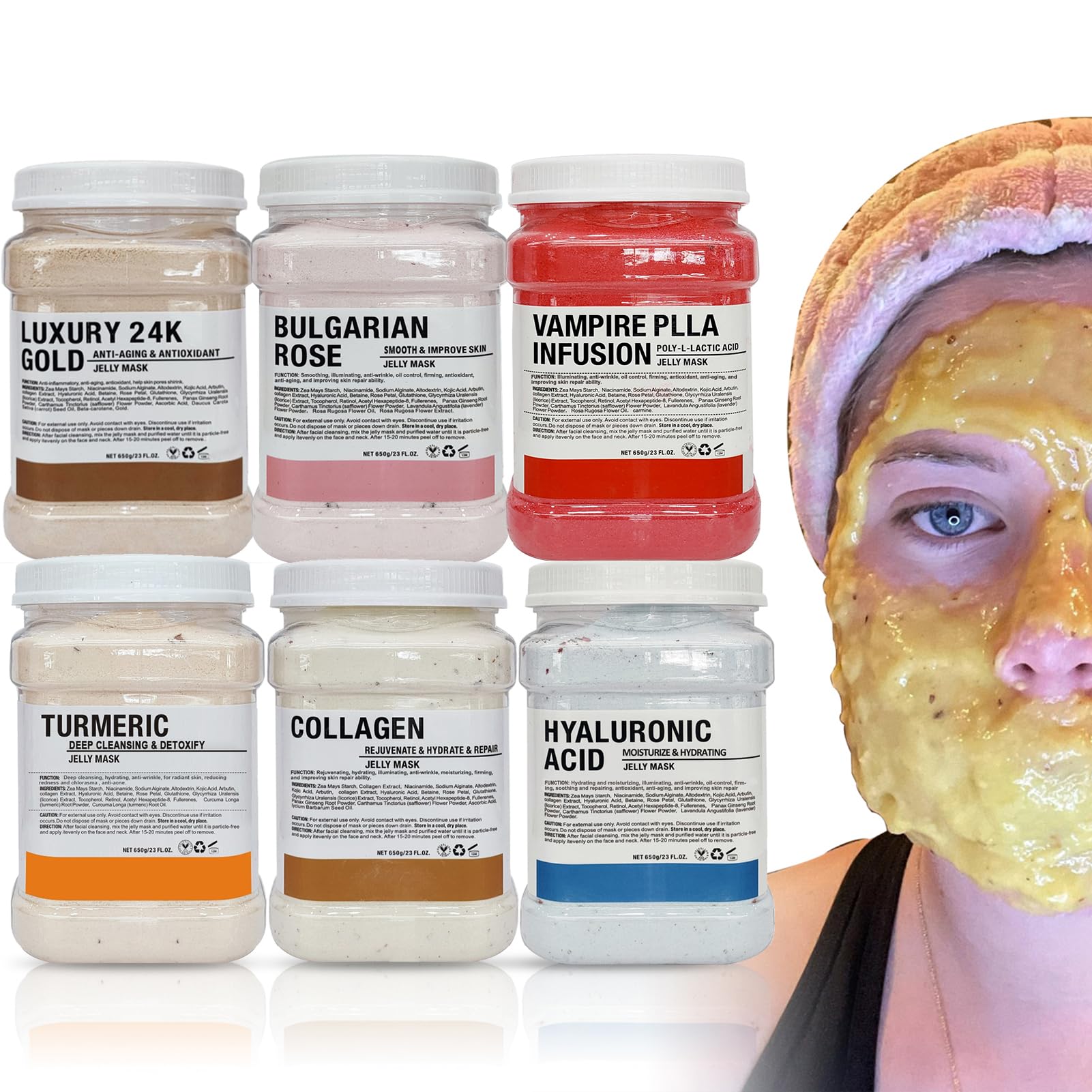 YMEYFAN Jelly Mask en 6 frascos, ideal para salones de belleza profesional.