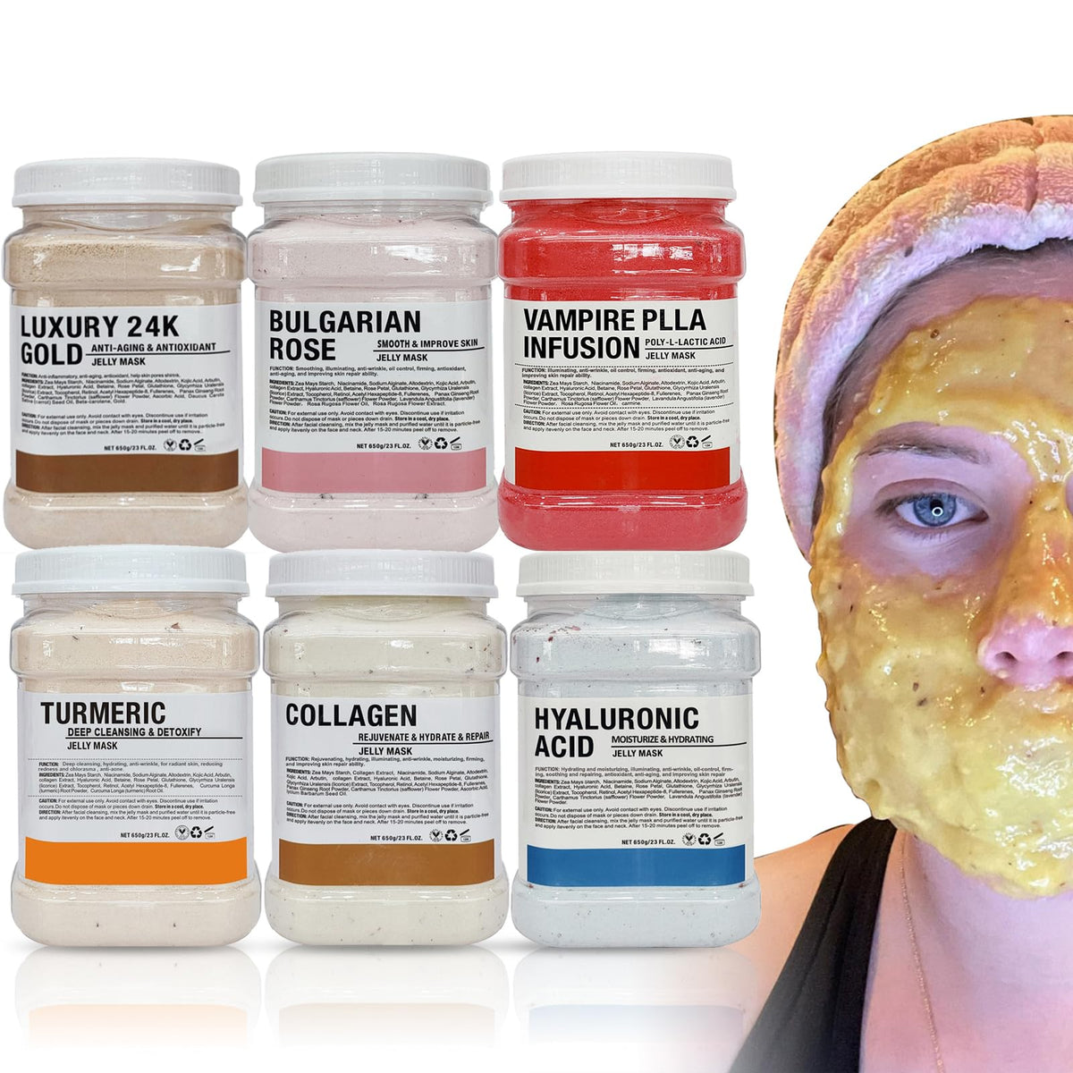 YMEYFAN Jelly Mask en 6 frascos, ideal para salones de belleza profesional.