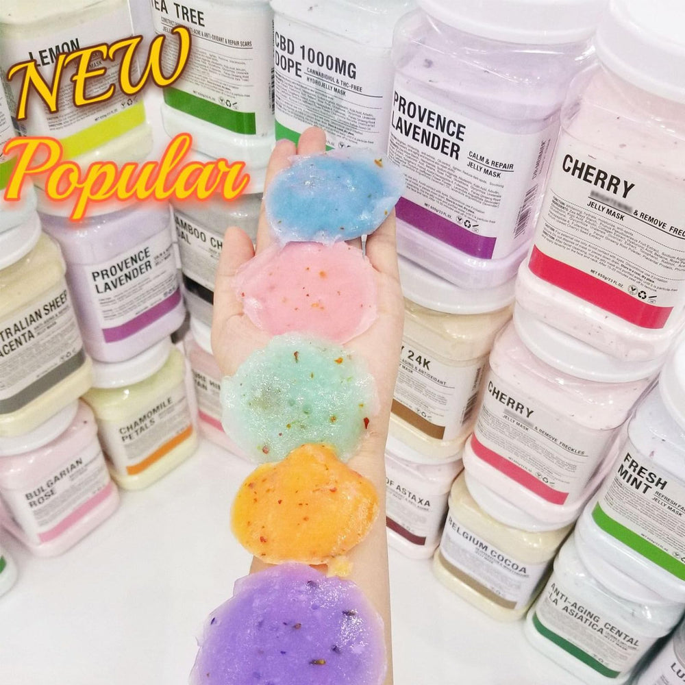 Mezcla fácil de Jelly Mask en polvo con agua para mascarilla rápida.