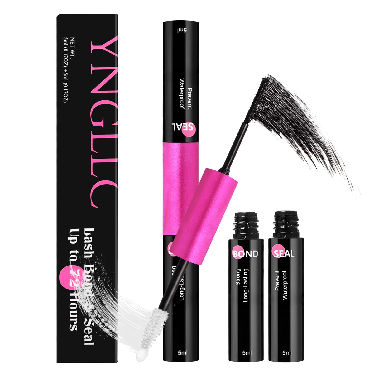 YNGLLC Lash Bond Seal 72h diseño 2 en 1 para retoques fáciles.