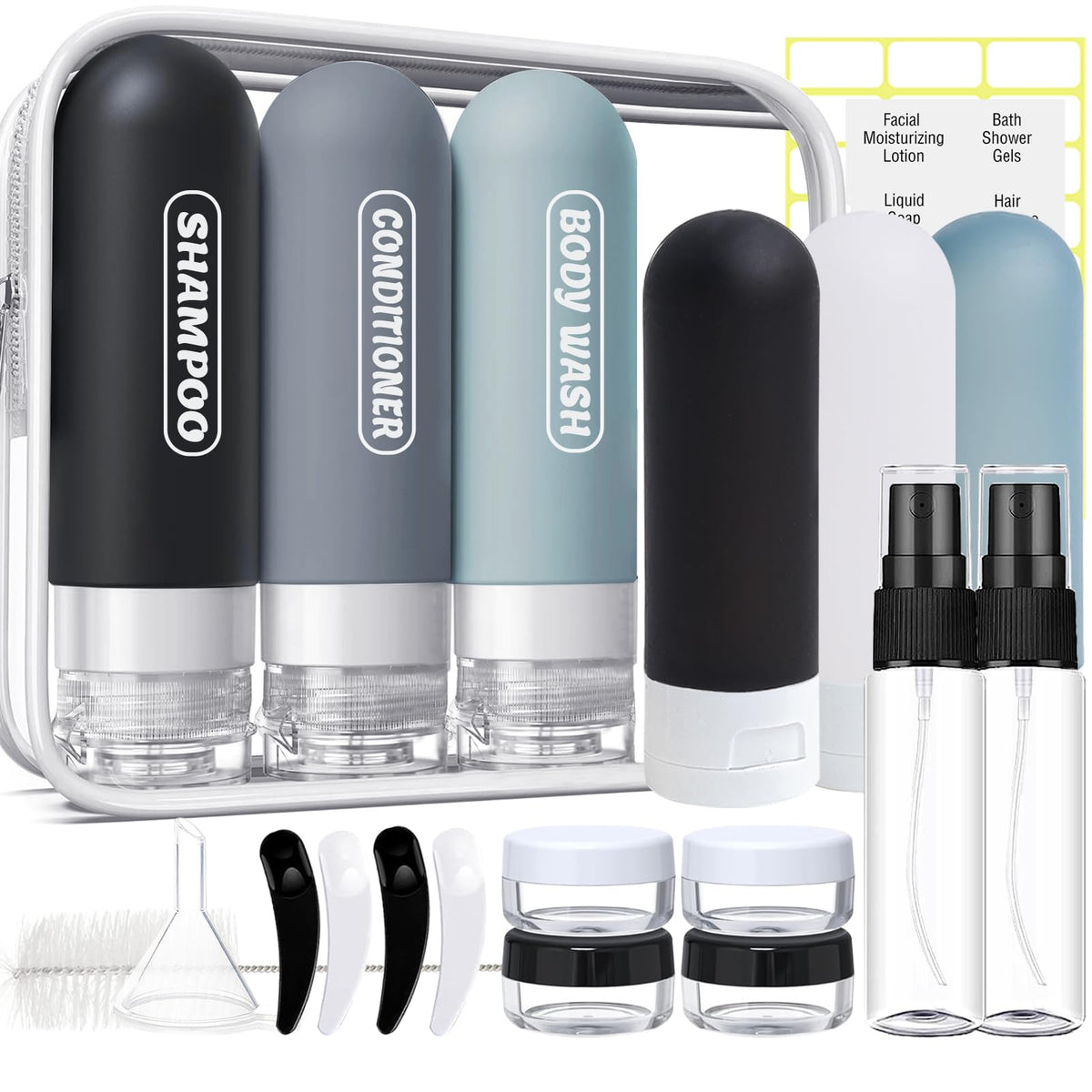 YNSHOUNA: botellas de silicona de 90 ml para viaje con tapa a prueba de fugas