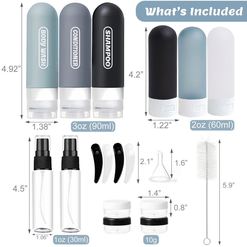 YNSHOUNA: tubos plásticos de 60 ml, etiquetados para organizar champú y acondicionador
