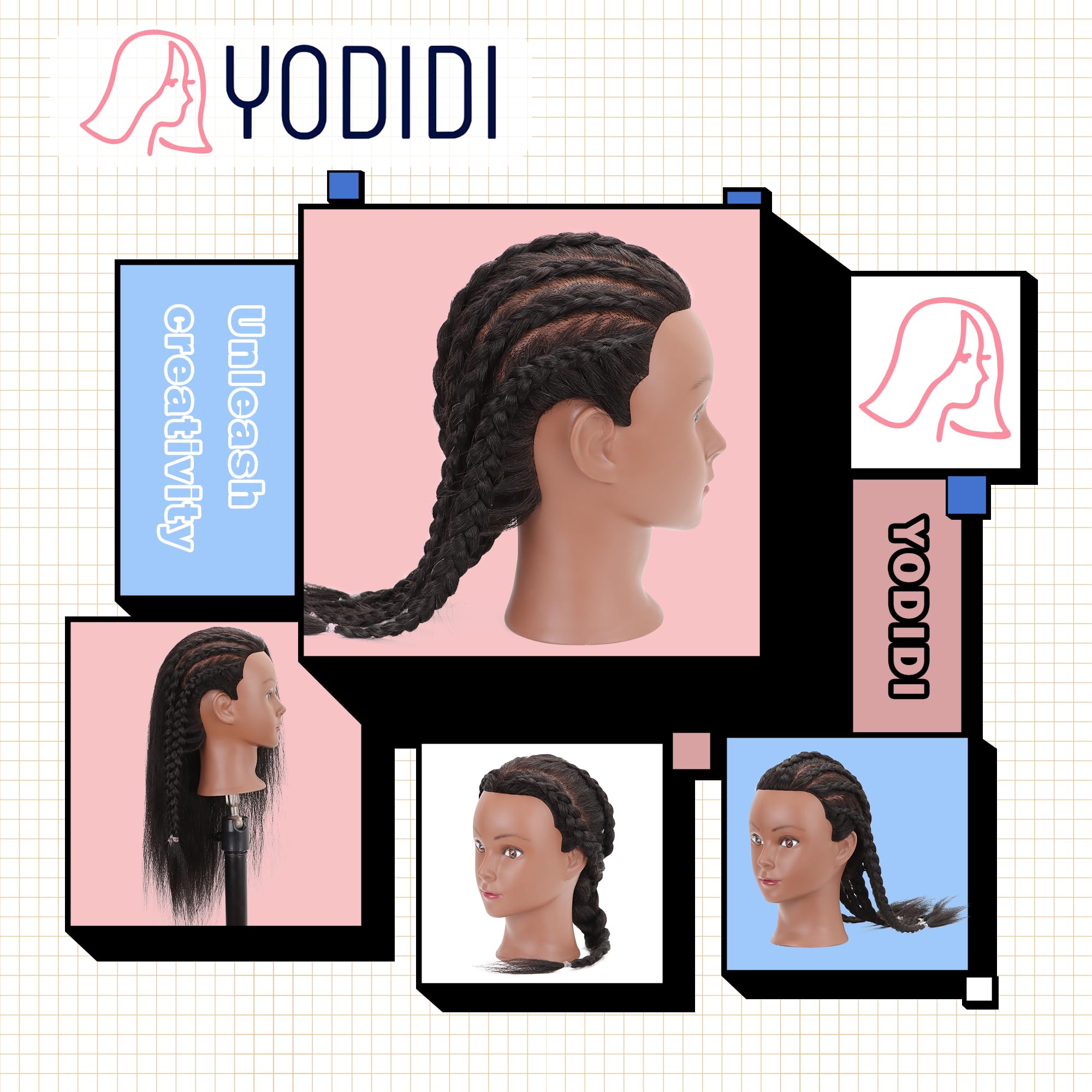 Aprendizaje de peinado con cabeza YODIDI útil para barbería y cosmetología