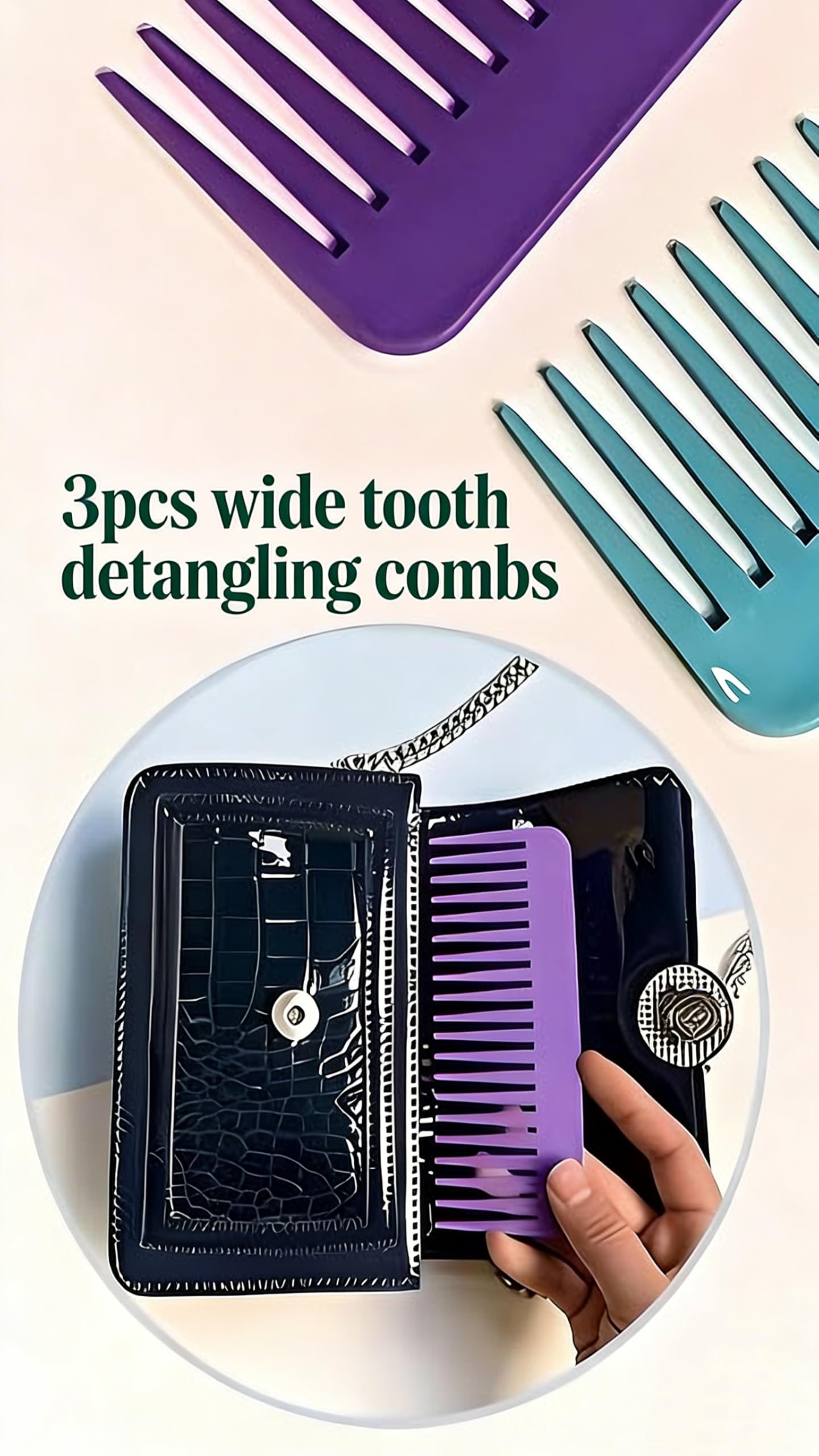 Conjunto de 3 peines YOFAN para desenredar con suavidad.