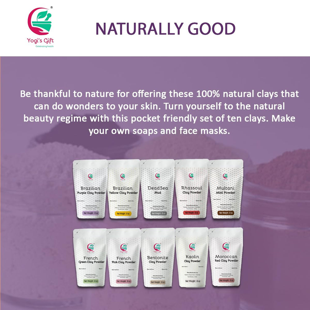 YOGI’S GIFT: arcillas 8oz para mascarillas y productos caseros de cuidado de la piel.