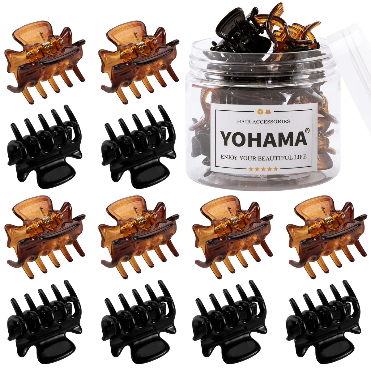 YOHAMA pinzas garra para cabello en negro, sujeción suave