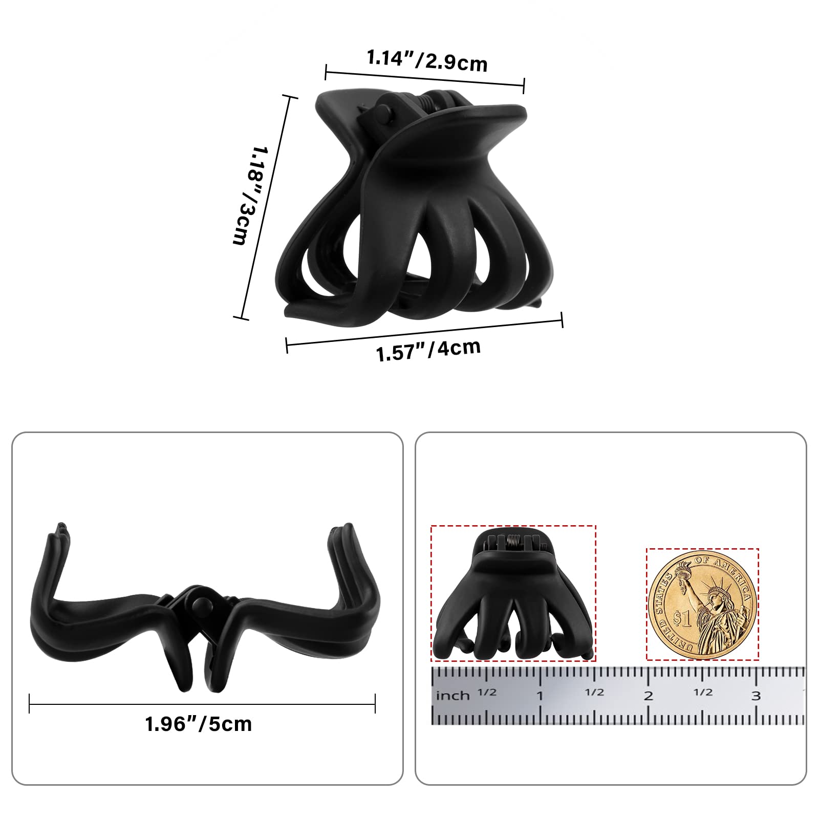 Pinzas YOHAMA negro con resorte fuerte para cabello grueso y recogidos estables.