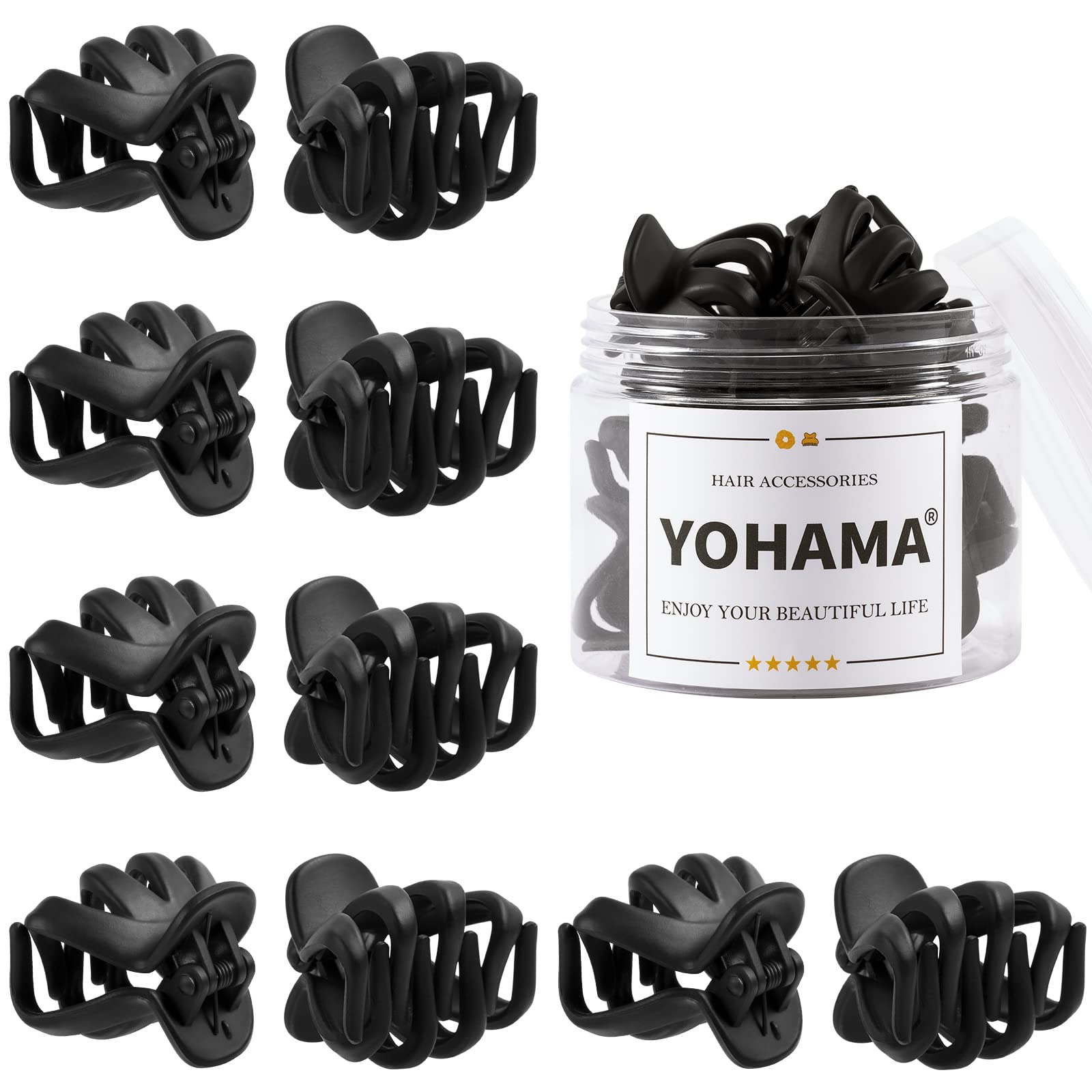 Pinzas para cabello YOHAMA octopus negro 4 cm, agarre firme para peinados duraderos.
