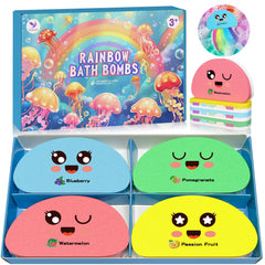 YOJFOJV conjunto de bolas de baño arcoiris en caja regalo, ideal para regalo.