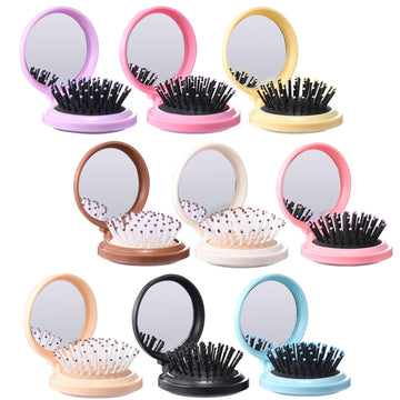 YOJOR cepillo mini plegable con espejo, ideal para retoques en cualquier lugar.