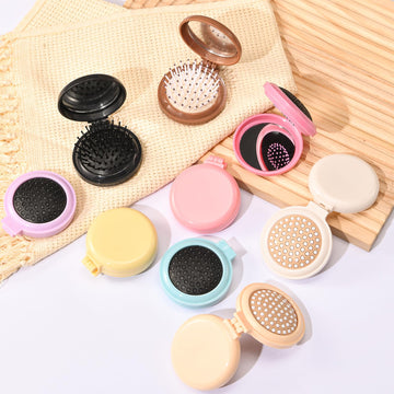 YOJOR cepillo plegable con espejo, 9 colores para combinar con tu estilo.