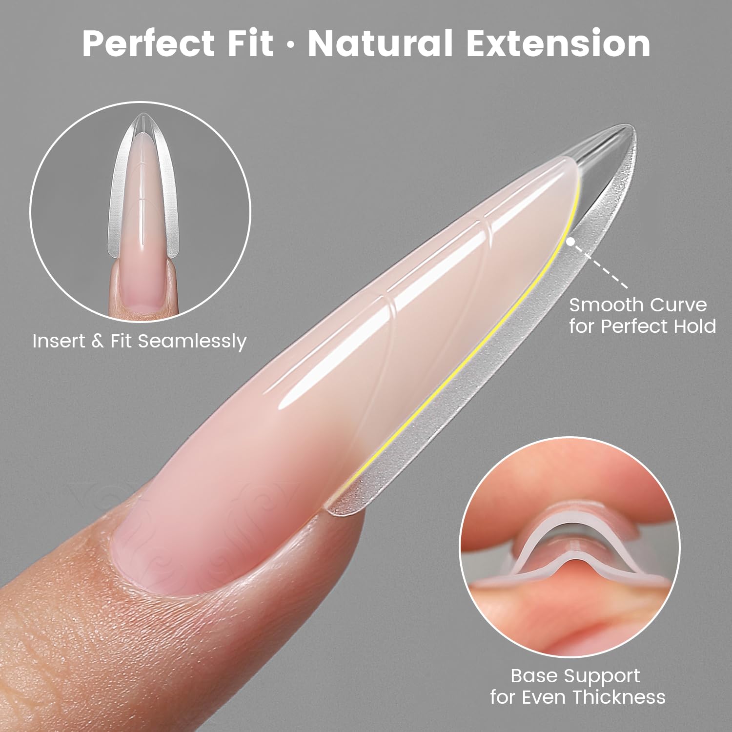 YOKEFELLOW: molde almendra redonda, doble cara, ajuste estable para extensiones