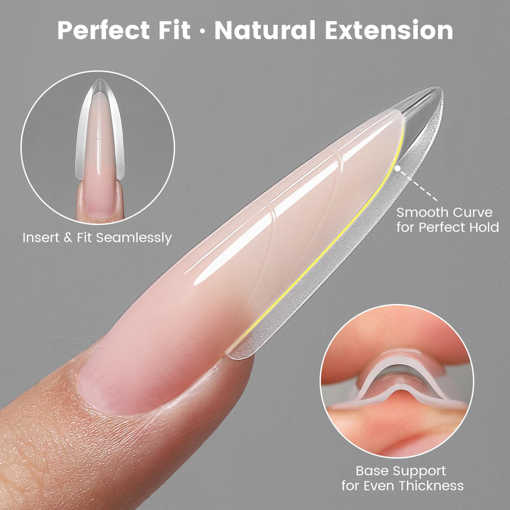 YOKEFELLOW: molde almendra redonda, doble cara, ajuste estable para extensiones