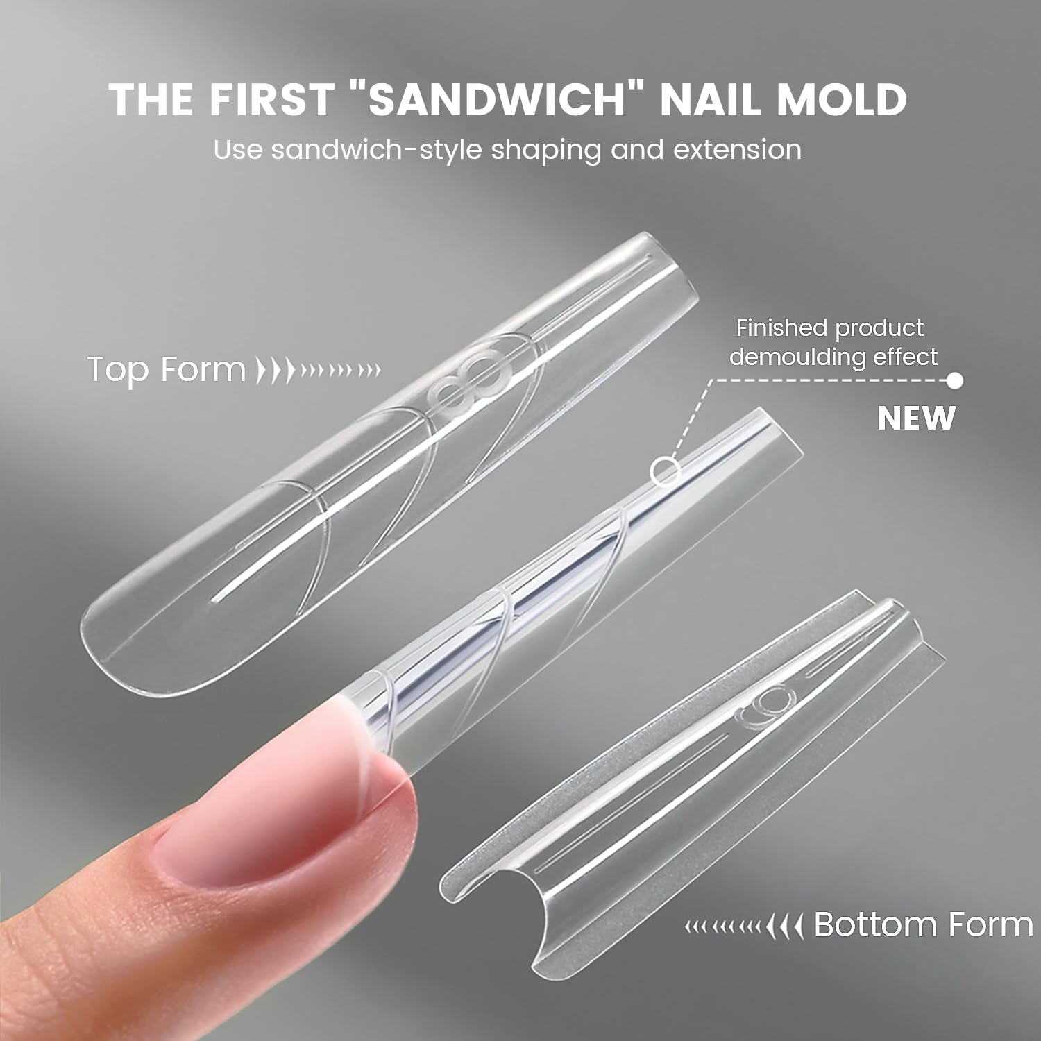 YOKE FELLOW: moldes para uñas forma ataúd largas, extensión rápida.