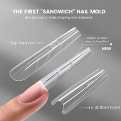 YOKE FELLOW: moldes para uñas forma ataúd largas, extensión rápida.