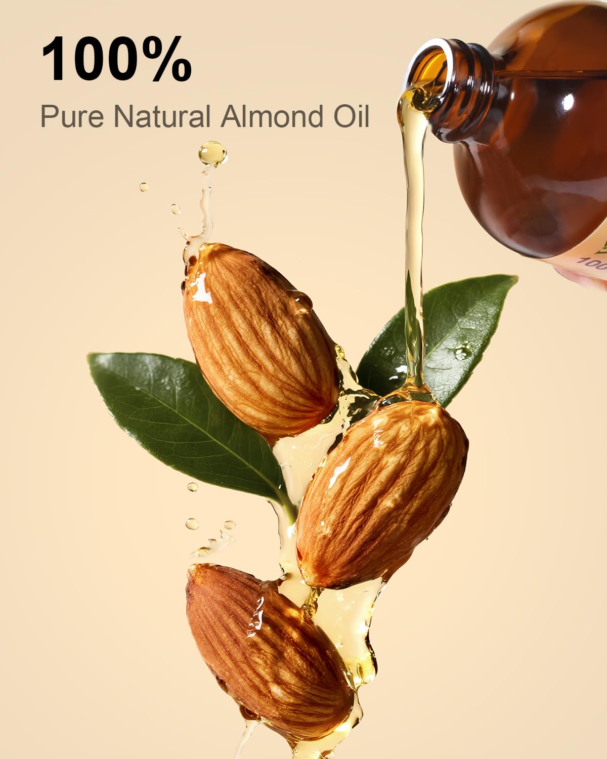 Yoken aceite de almendras orgánico muestra textura ligera para piel seca.
