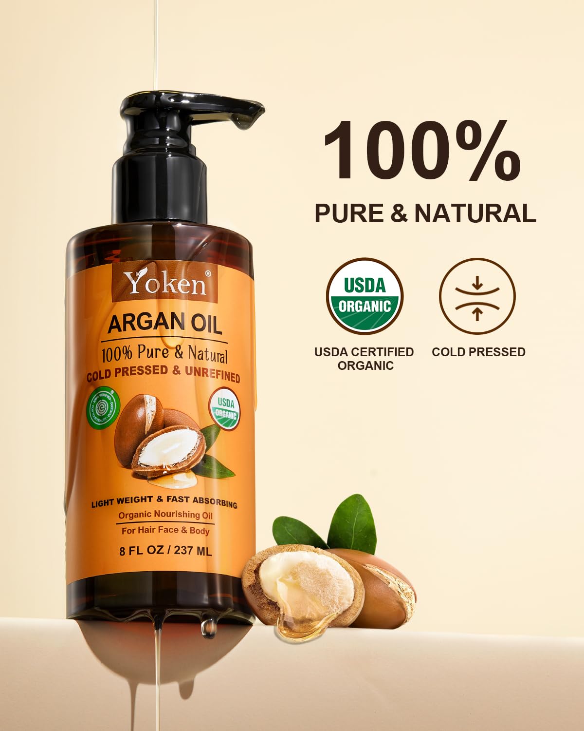 Aplicación de Yoken Árgan en cabello para brillo suave