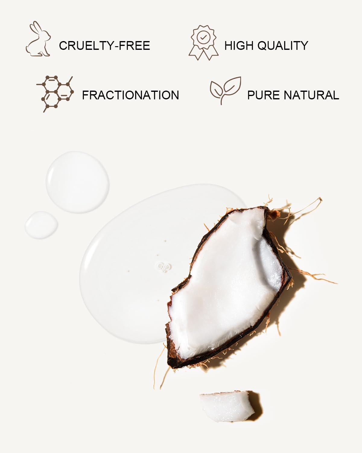Yoken Aceite de Coco Fraccionado, cuidado de piel suave y sin grasa.