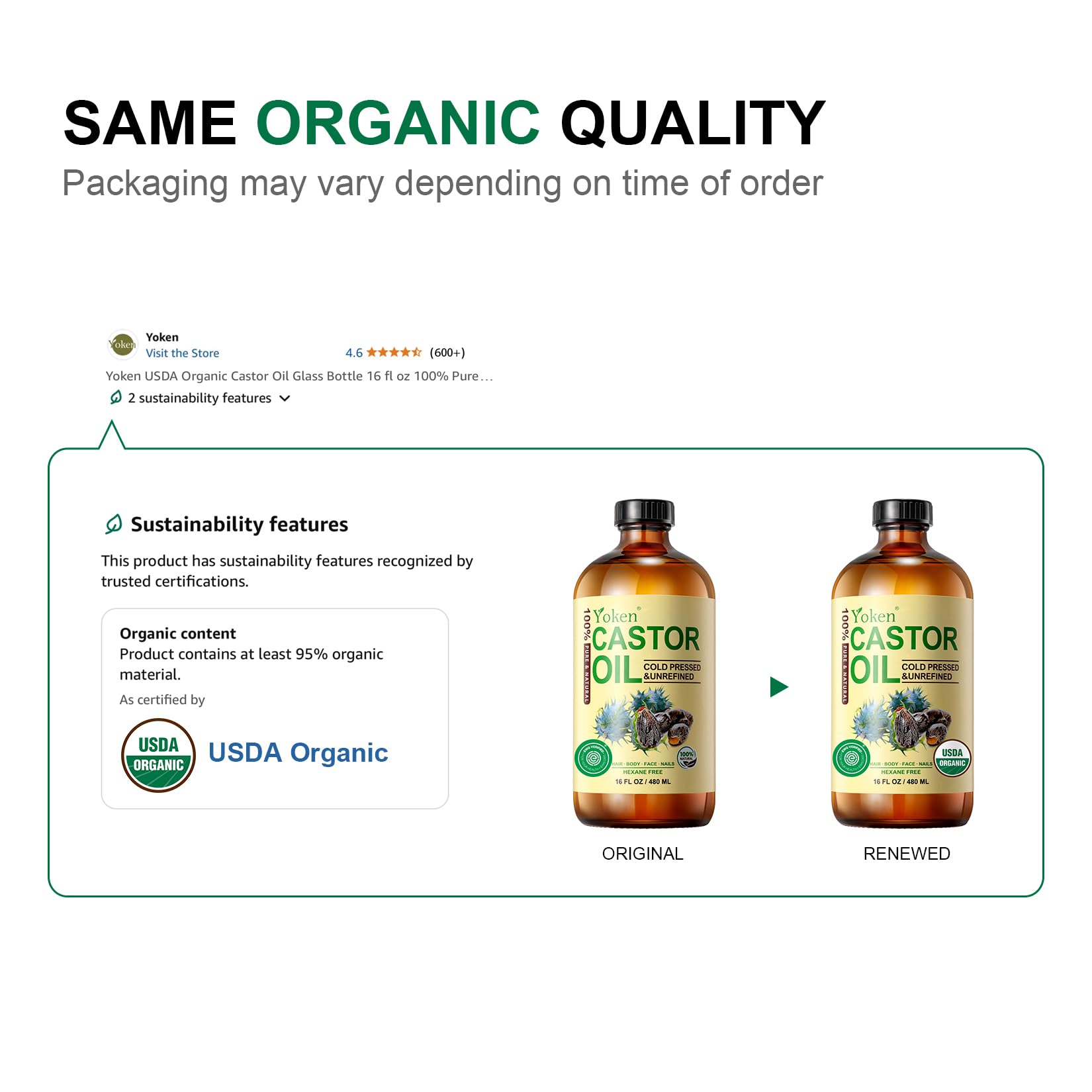 Aceite de Ricino Yoken prensado en frío puro y natural