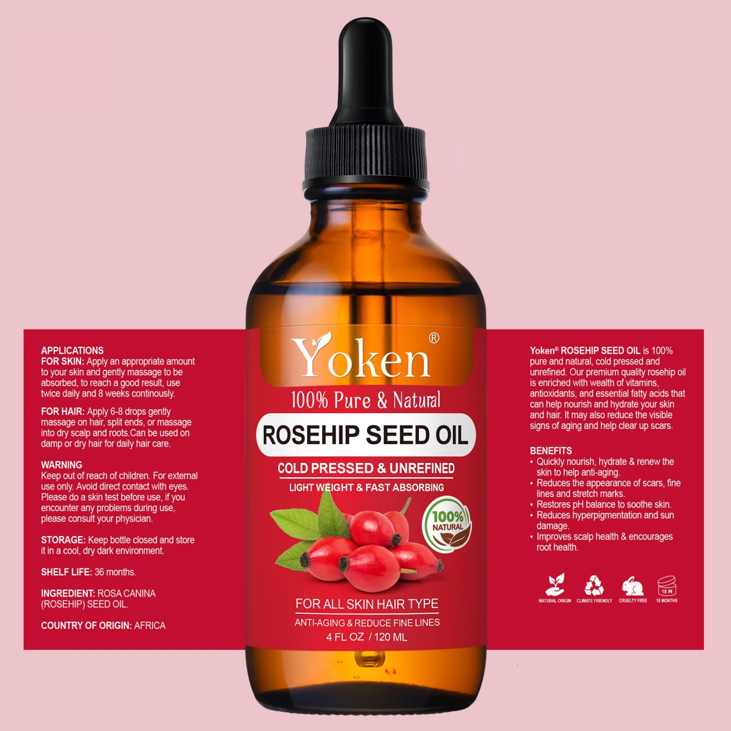 Rápida absorción de Yoken rosa mosqueta para la cara