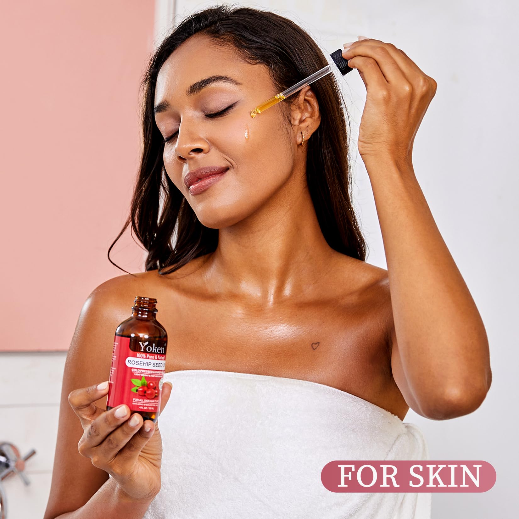 Cabello brillante con Yoken rosa mosqueta para mayor suavidad