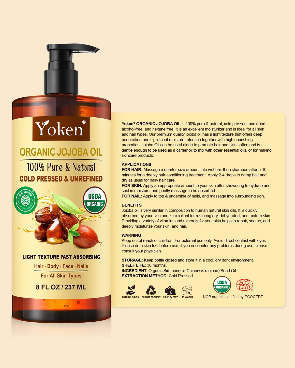 Envase libre de BPA de Yoken para almacenamiento seguro