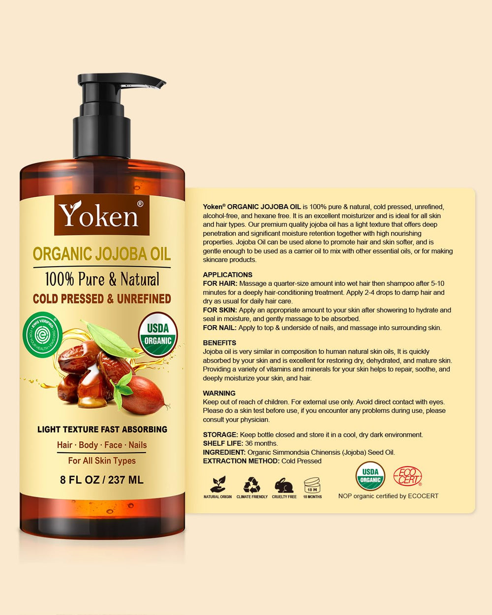 Envase libre de BPA de Yoken para almacenamiento seguro