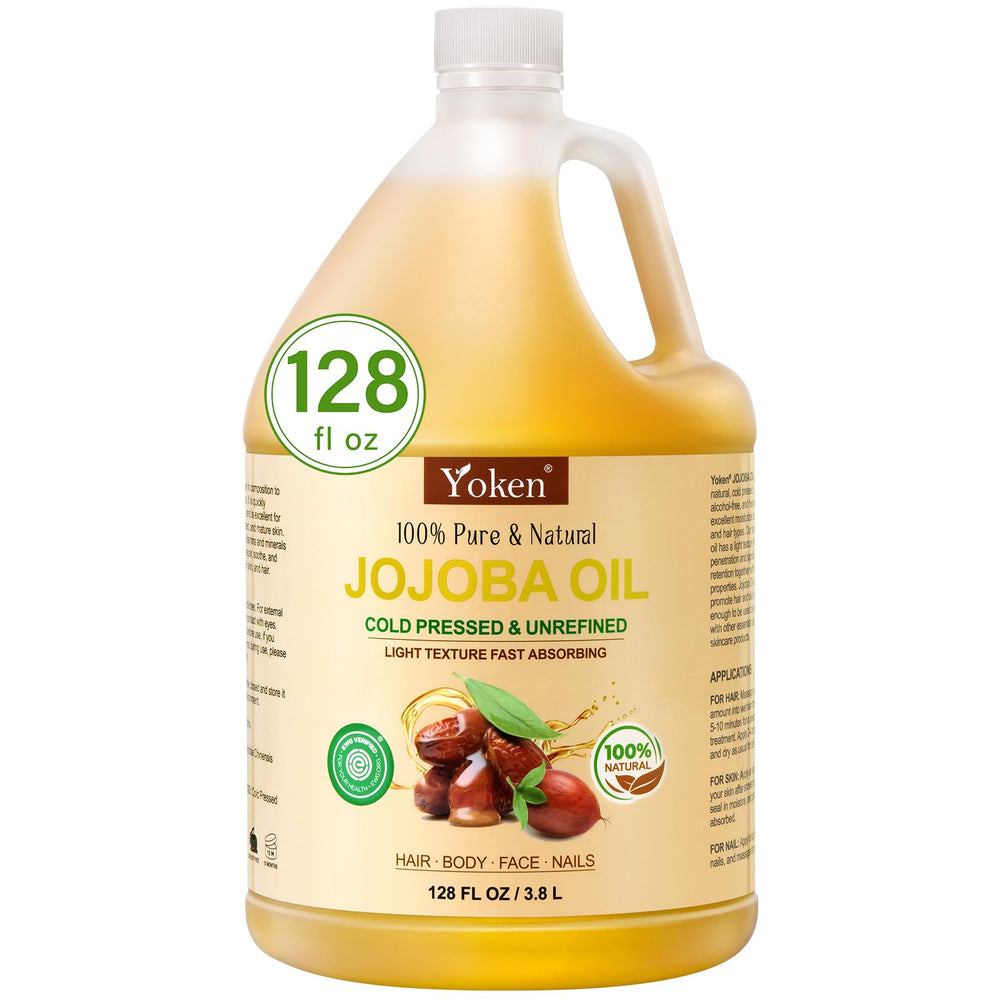 Yoken Aceite de Jojoba en galón: hidratación profunda para piel y cabello.
