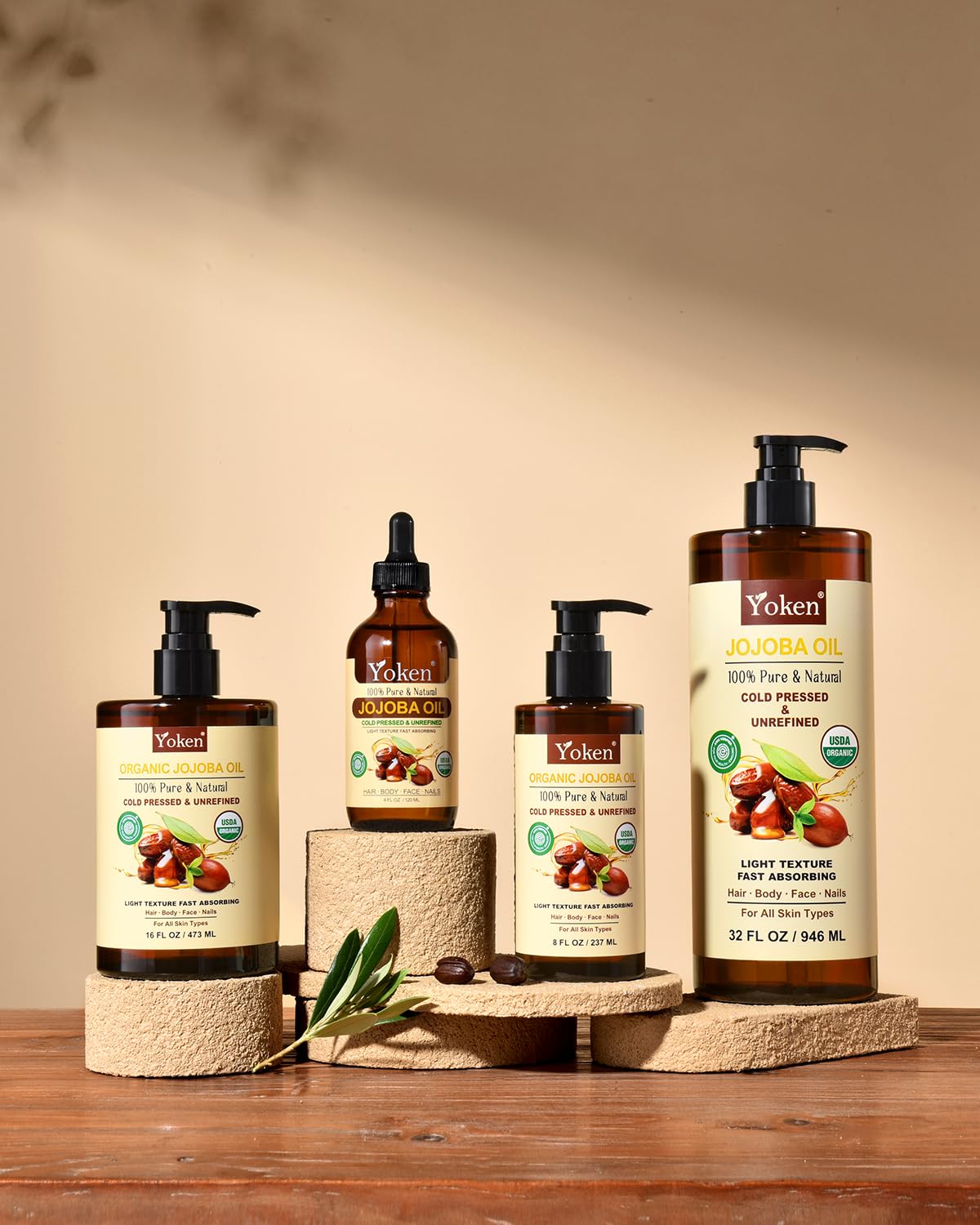 Hidratación corporal con aceite de jojoba Yoken para piel suave