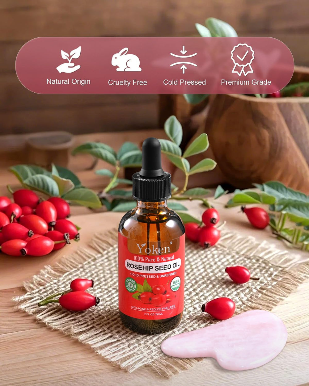 Yoken Aceite Rosa Mosqueta: cuidado corporal ligero sin residuo pesado.
