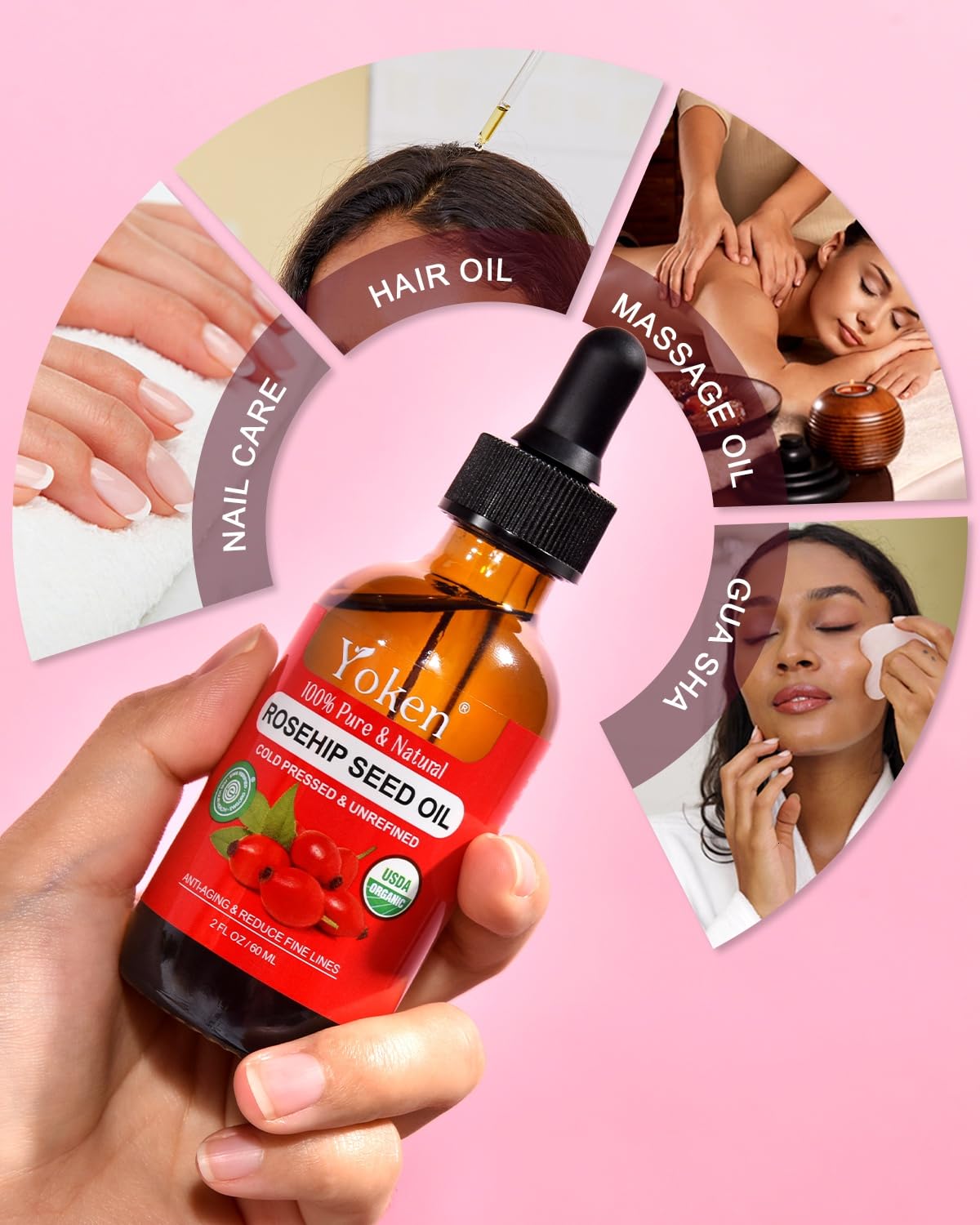Yoken Aceite Rosa Mosqueta: ideal para gua sha y absorción suave.