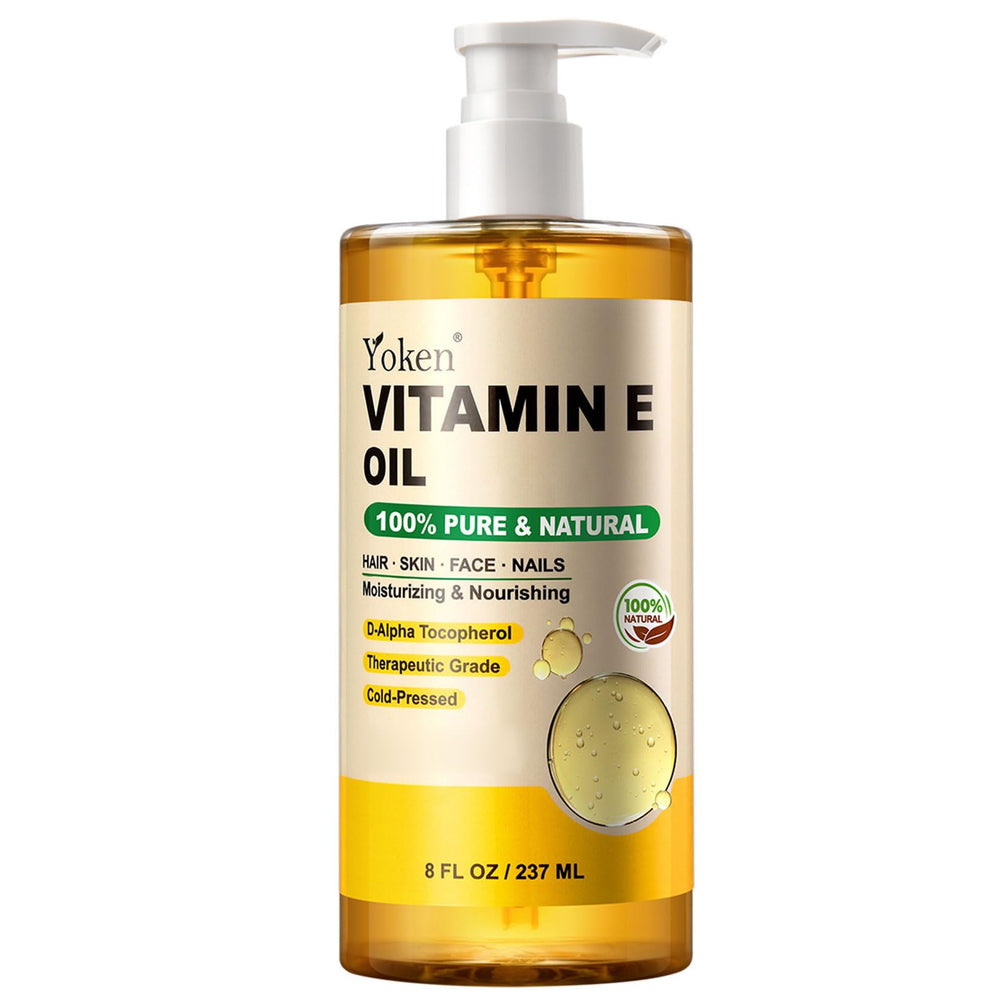Yoken Aceite de Vitamina E - botella, hidratación suave para piel y rostro.