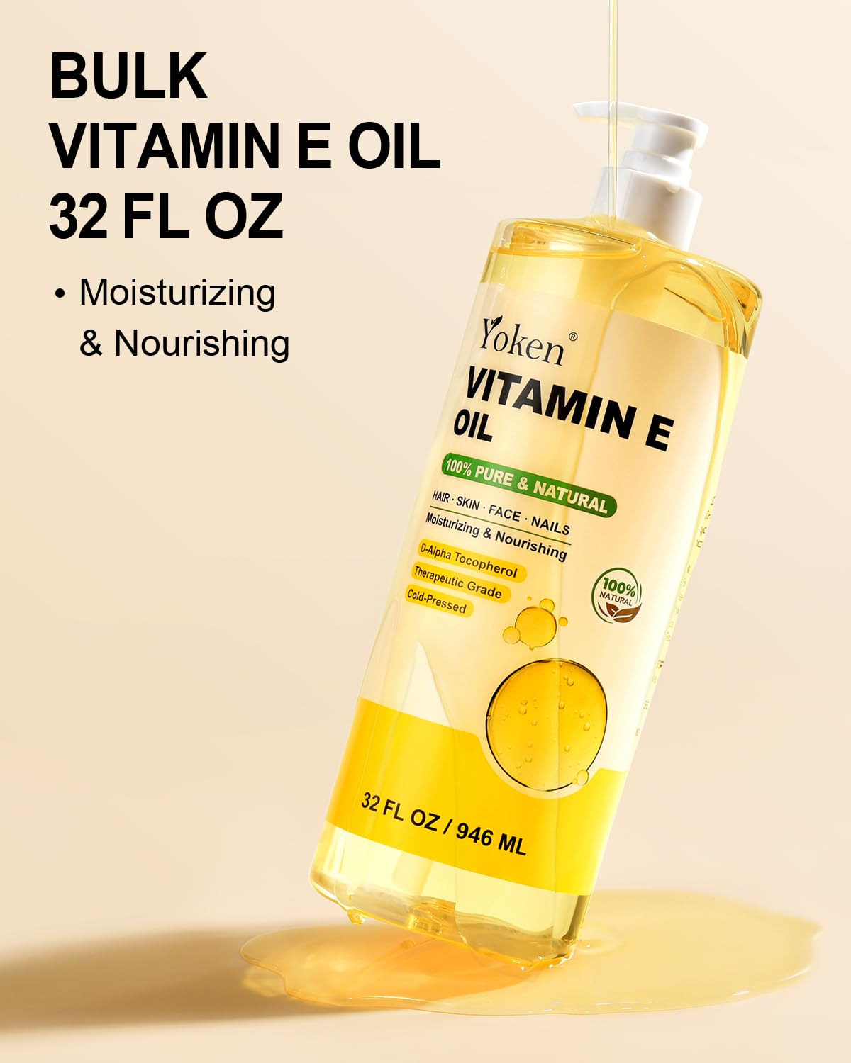 Yoken Aceite Vitamina E aplicación en mano para masaje suave