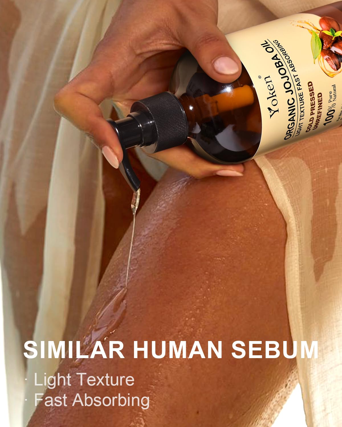 Huile Yoken apporte brillance naturelle et nutrition au visage et aux cheveux.