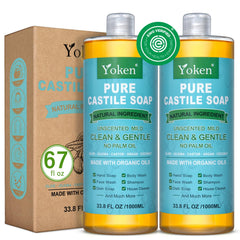 Yoken Savon Castile pur sans parfum, bouteille prête à l’emploi pour un usage polyvalent.