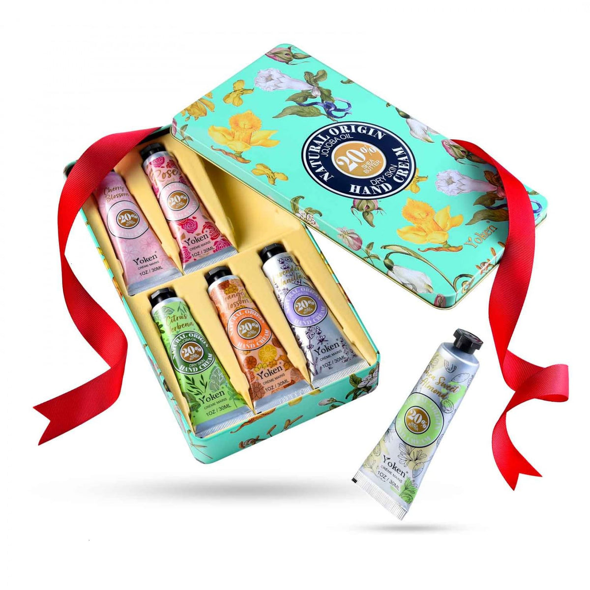Conjunto regalo de cremas de manos Yoken en lata con 6 fragancias