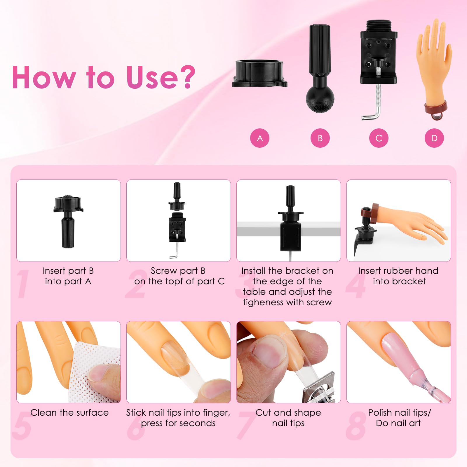 Yokilly puntas de uñas 240 piezas para practicar formas.