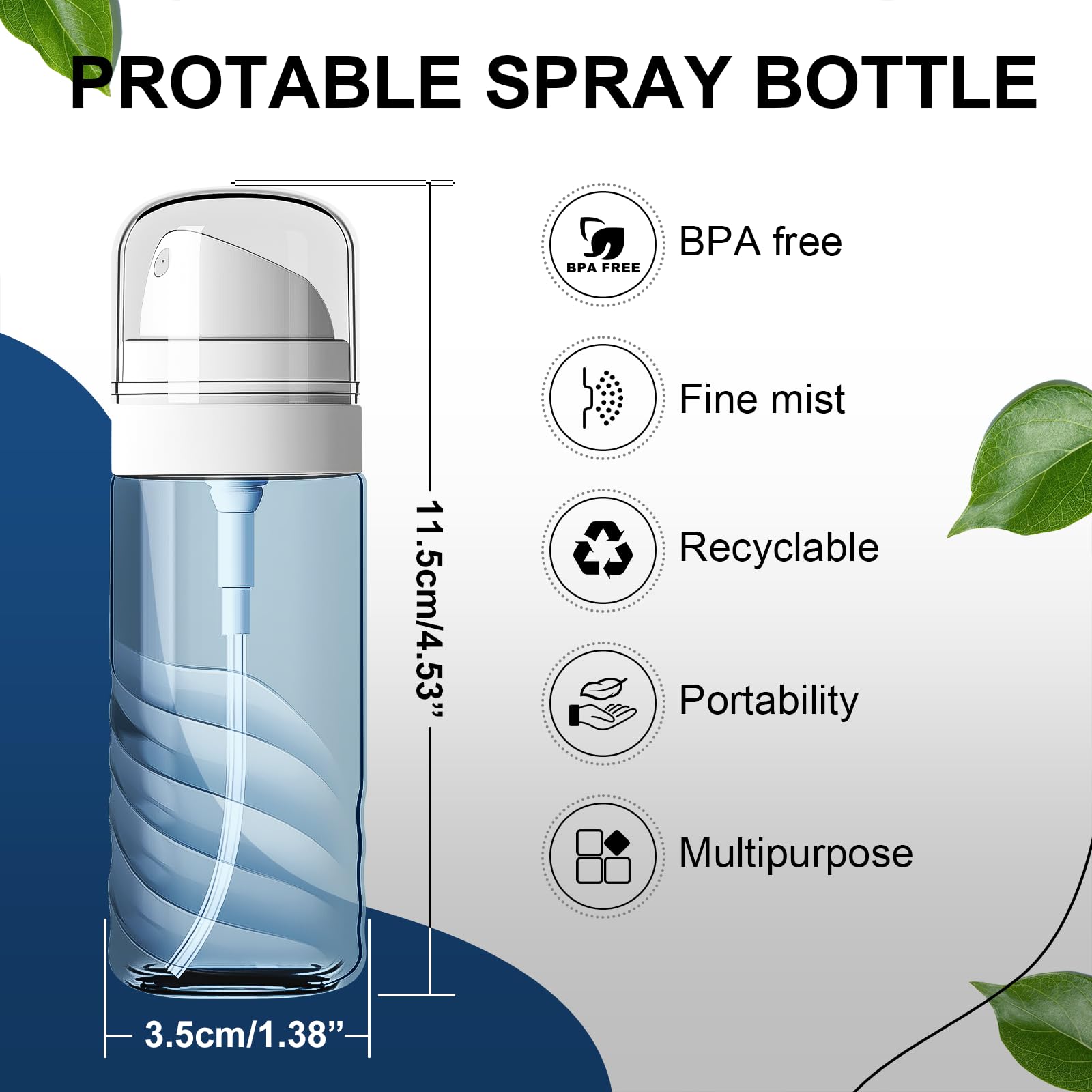 Atomizador para cabello Yolaist 60ml, bruma suave.