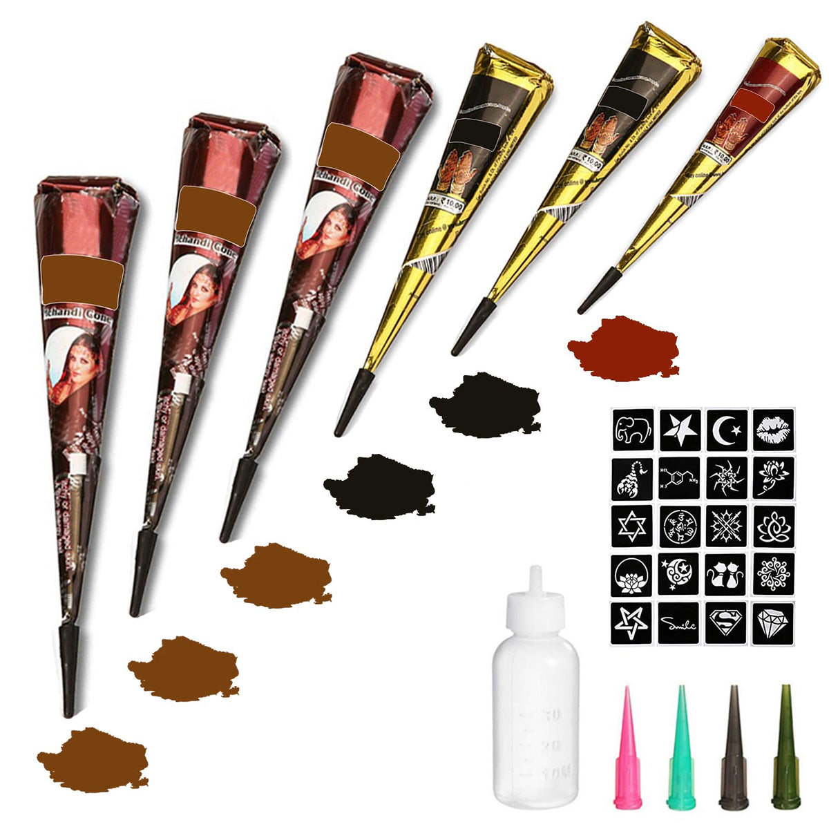 Conos de tinta de Yomagine para tatuajes temporales con ideas de diseño fáciles