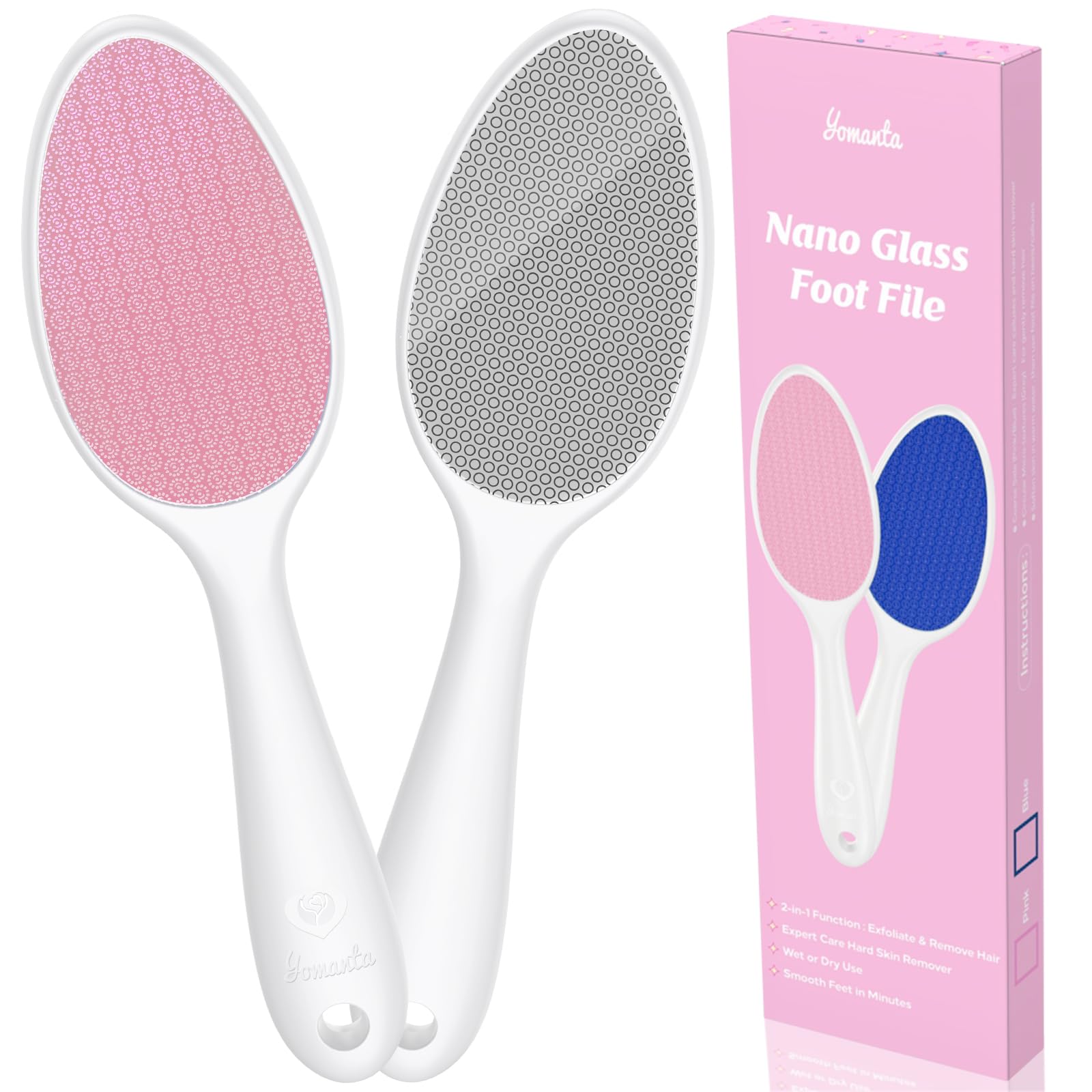Lima de pie yomanta con cristal nano, lado grueso, exfolia callos de forma eficaz.
