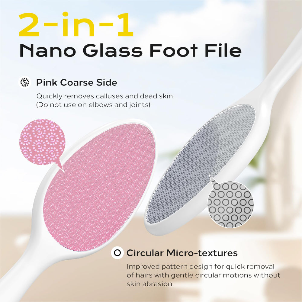 Lima de pie yomanta con cristal nano, lado suave, elimina piel muerta con suavidad.