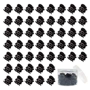 Yongdeli: Paquete de 50 clips de cabello mini negros, ideal para peinados rápidos.