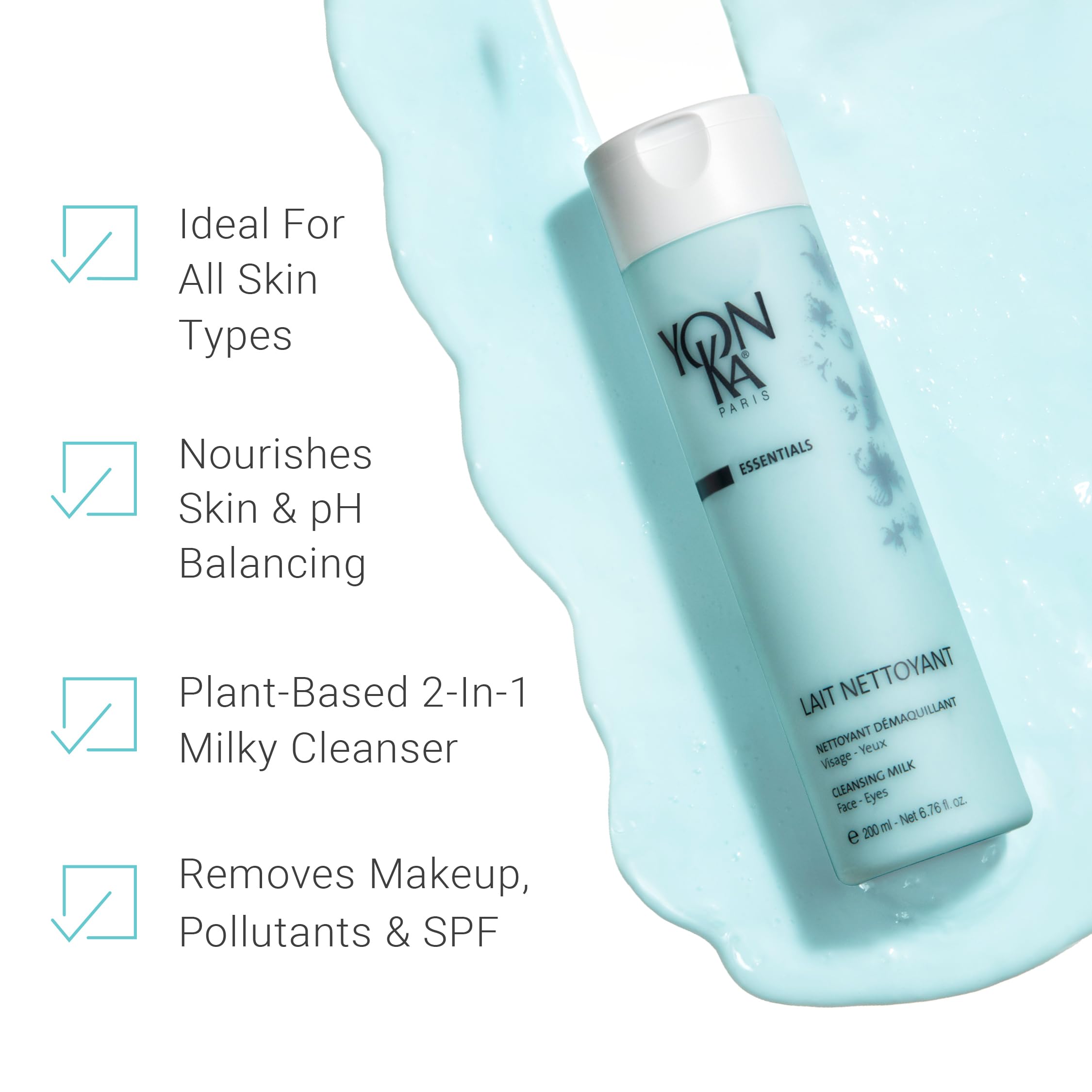 Yon-Ka Lait Nettoyant, aplicación con dedos para una limpieza suave.