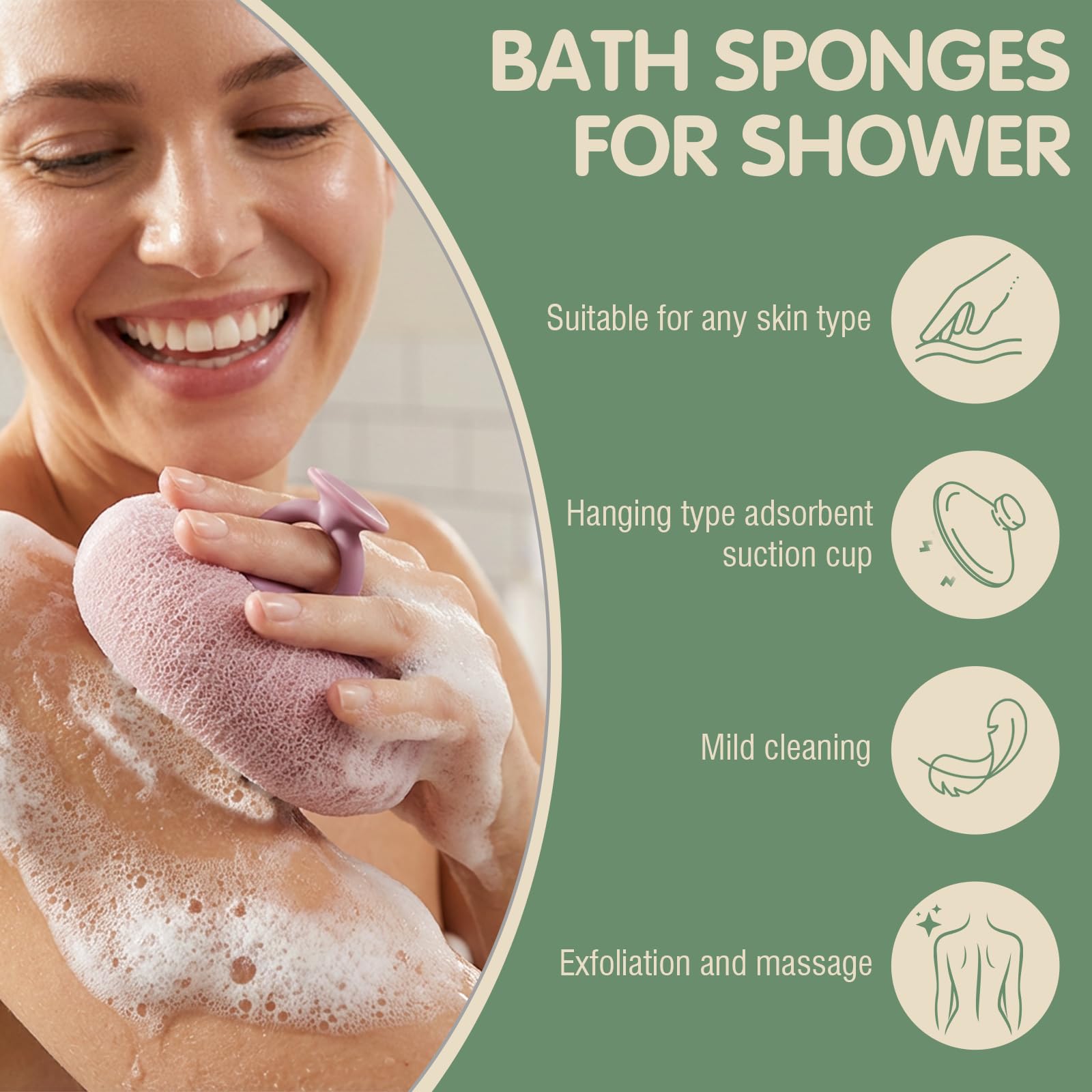 Bola Yonmuy de baño girasol con ventosa azul verdoso para espuma abundante.