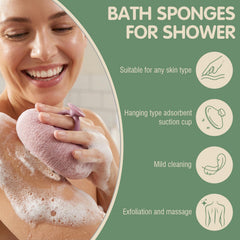 Bola Yonmuy de baño girasol con ventosa azul verdoso para espuma abundante.