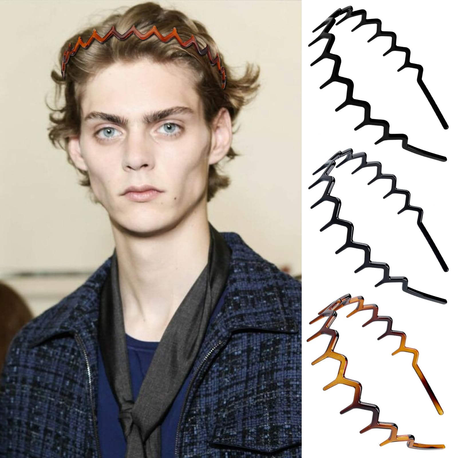 YONOY diadema dientes tiburon zigzag, duradera y ligera para uso frecuente