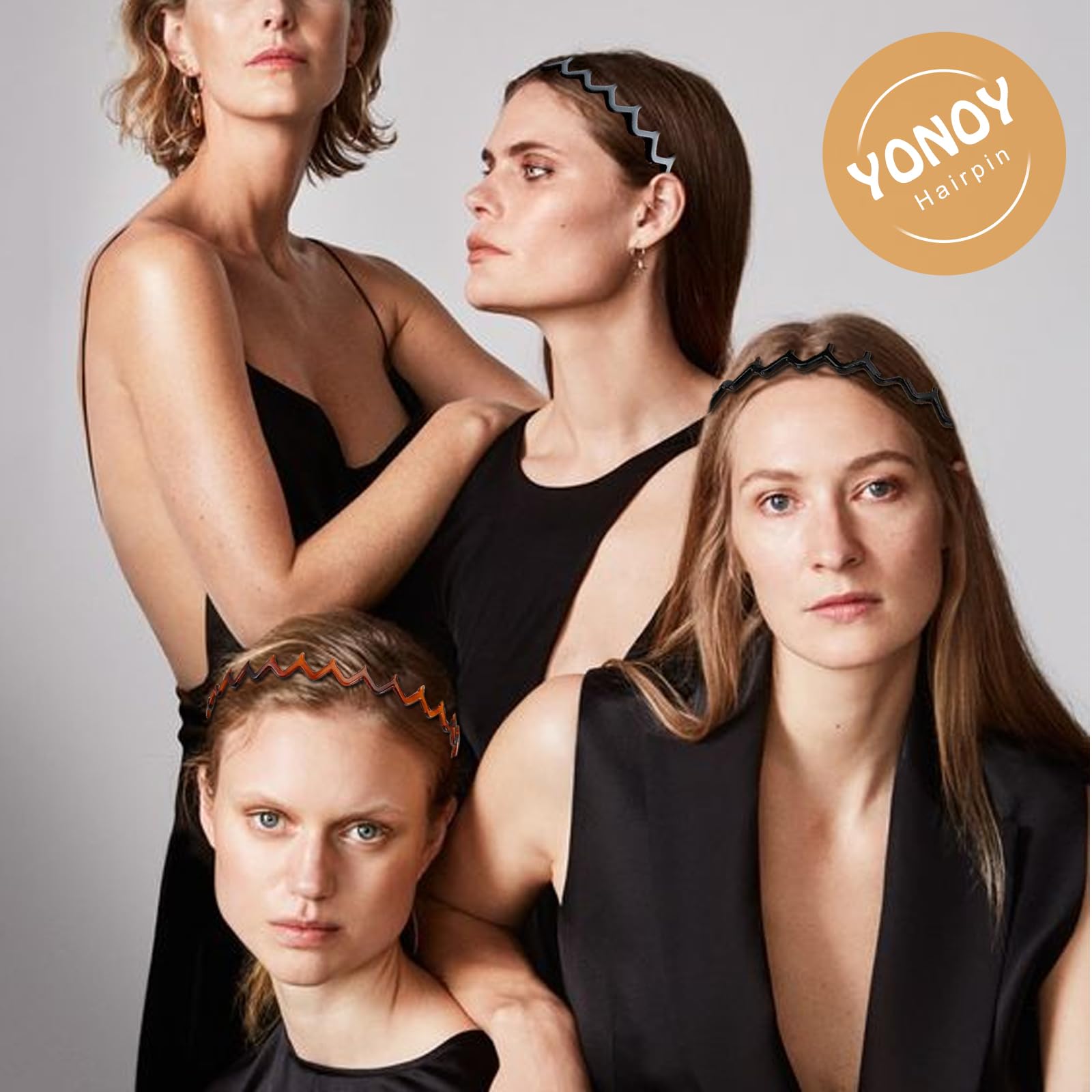 YONOY diadema dientes tiburon zigzag, ayuda a recoger el pelo con estilo