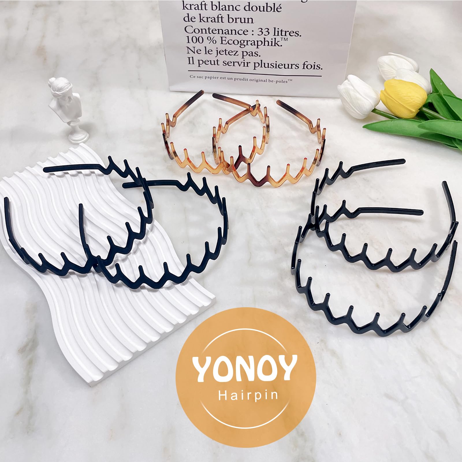 YONOY diadema dientes tiburon zigzag, estilo unico que añade caracter